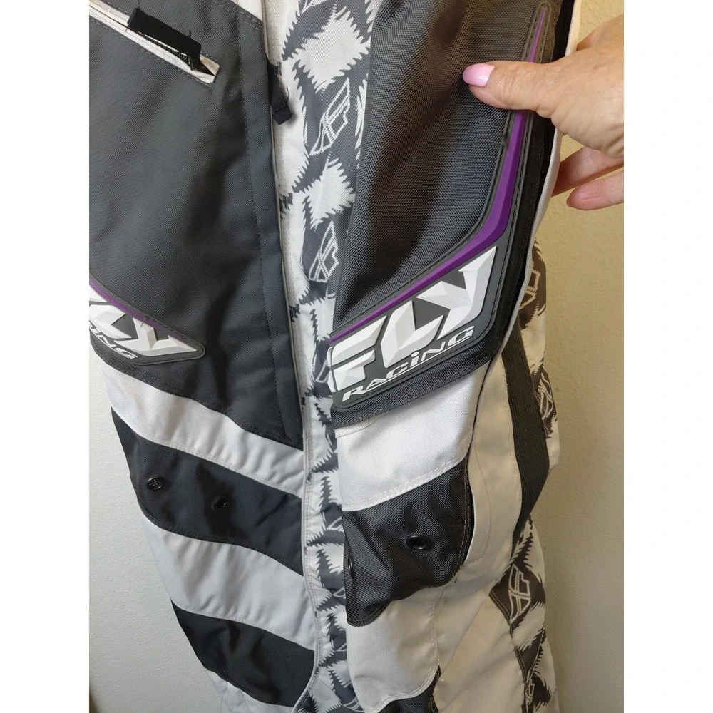 Motocross Dirt Bike Racing Fly Racing Kinetic Pants Grey White Purple Size 11/12
